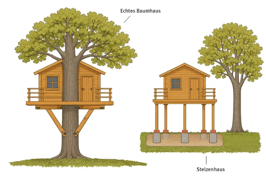 Baumhaus-Konstruktion vs. Stelzenhaus